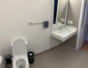 Amen's and Ushria's newly remodeled washroom with handicap railing